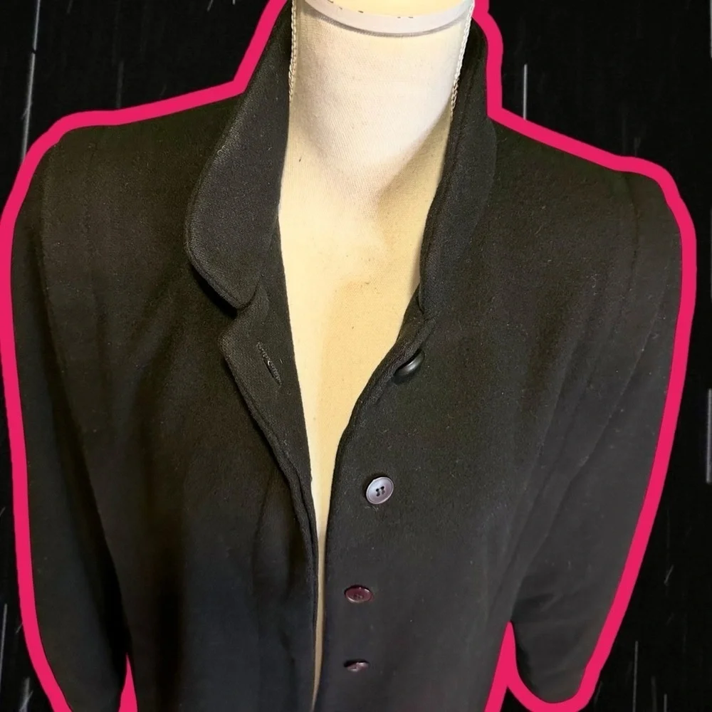 Mackintosh Vintage 100% Pure Wool Black Button-Down Long-Sleeve Pea Coat Size 8